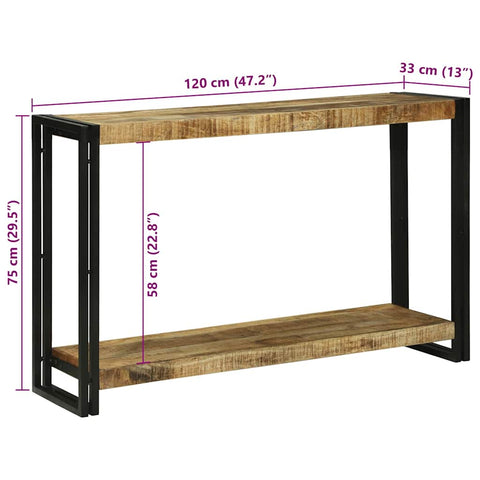 vidaXL Console Table Brown 120 x 33 x 75 cm Solid rough mango wood