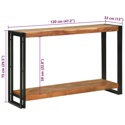 vidaXL Console Table Brown 120 x 33 x 75 cm Solid acacia wood