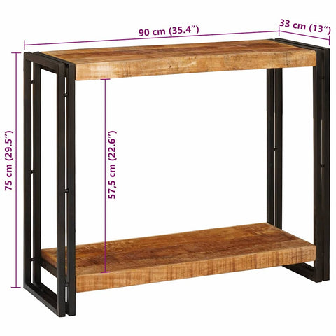vidaXL Console Table Brown 90 x 33 x 75 cm Solid rough mango wood