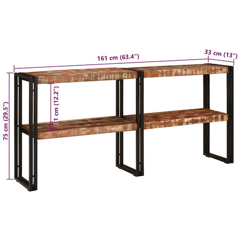 vidaXL Console Table Multicolour 160 x 33 x 75 cm Solid reclaimed wood