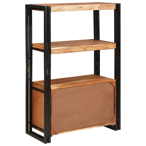 vidaXL Bookshelf with Doors Brown Solid Acacia Wood and Metal