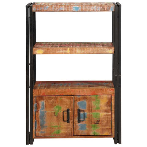 vidaXL Bookshelf with Doors Brown Solid Reclaimed Wood and Metal