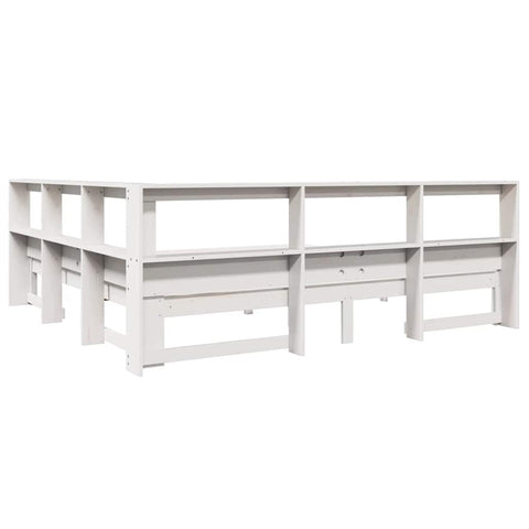 vidaXL Bookcase Bed without Mattress White 200x200 cm Solid Wood Pine