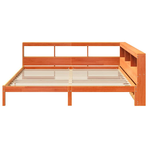 vidaXL Bookcase Bed without Mattress Wax Brown 200x200 cm Solid Wood Pine