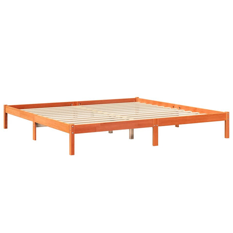 vidaXL Bookcase Bed without Mattress Wax Brown 200x200 cm Solid Wood Pine