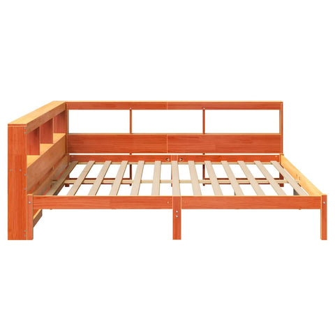 vidaXL Bookcase Bed without Mattress Wax Brown 200x200 cm Solid Wood Pine