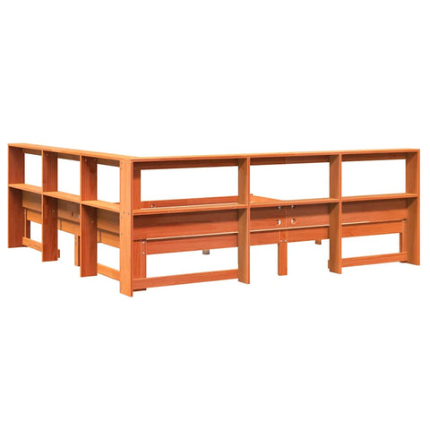 vidaXL Bookcase Bed without Mattress Wax Brown 200x200 cm Solid Wood Pine