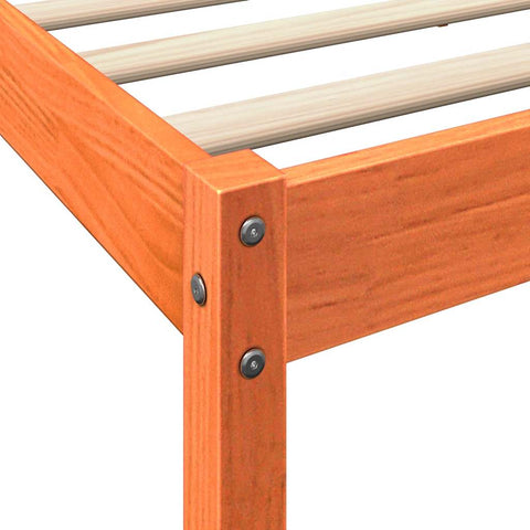 vidaXL Bookcase Bed without Mattress Wax Brown 200x200 cm Solid Wood Pine