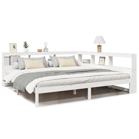 vidaXL Bookcase Bed without Mattress White 180x200 cm Solid Wood Pine