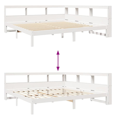 vidaXL Bookcase Bed without Mattress White 180x200 cm Solid Wood Pine