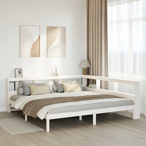 vidaXL Bookcase Bed without Mattress White 180x200 cm Solid Wood Pine