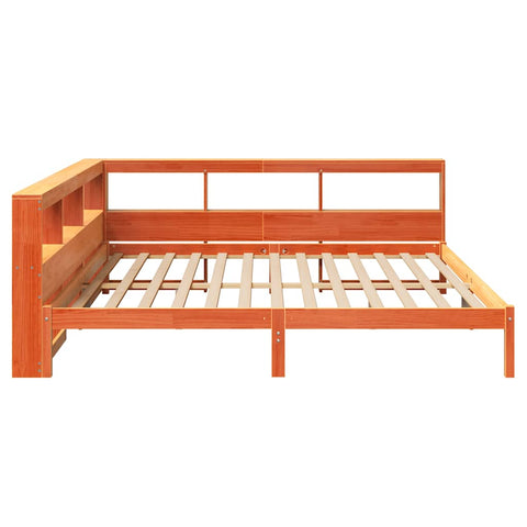 vidaXL Bookcase Bed without Mattress Wax Brown 180x200 cm Solid Wood Pine