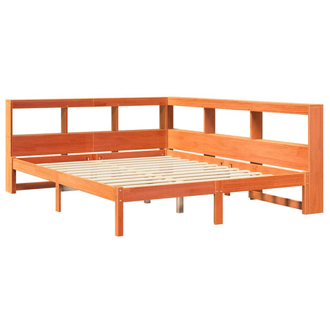 vidaXL Bookcase Bed without Mattress Wax Brown 160x200 cm Solid Wood Pine