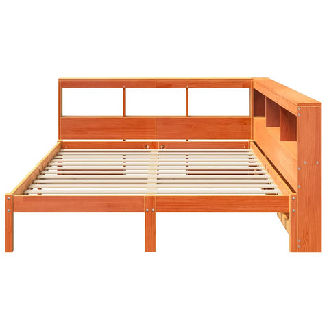 vidaXL Bookcase Bed without Mattress Wax Brown 160x200 cm Solid Wood Pine