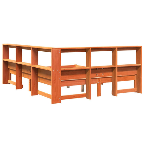 vidaXL Bookcase Bed without Mattress Wax Brown 160x200 cm Solid Wood Pine
