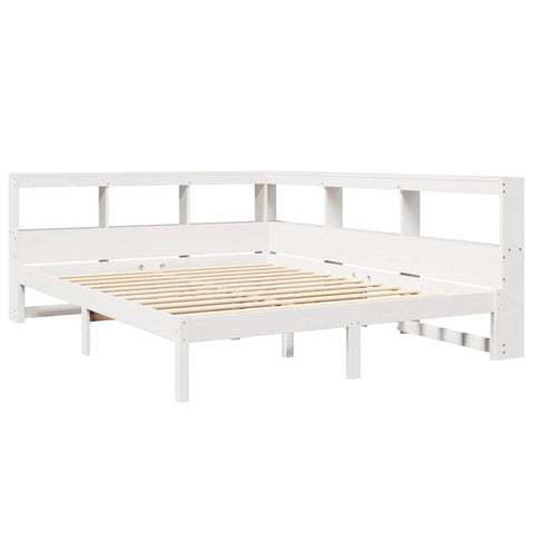 vidaXL Bookcase Bed without Mattress White 150x200 cm Solid Wood Pine