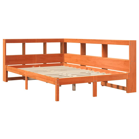 vidaXL Bookcase Bed without Mattress Wax Brown 120x200 cm Solid Wood Pine