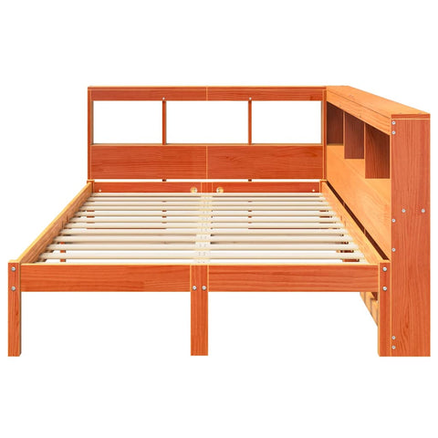 vidaXL Bookcase Bed without Mattress Wax Brown 120x200 cm Solid Wood Pine
