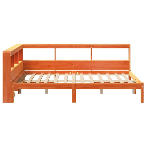 vidaXL Bookcase Bed without Mattress Wax Brown 120x200 cm Solid Wood Pine