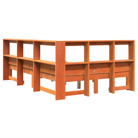 vidaXL Bookcase Bed without Mattress Wax Brown 120x200 cm Solid Wood Pine
