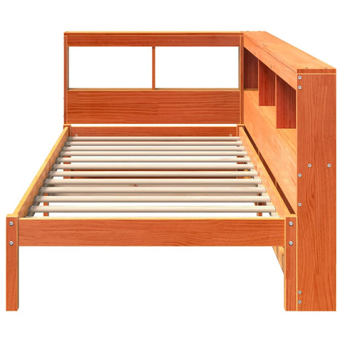 vidaXL Bookcase Bed without Mattress Wax Brown 100x200 cm Solid Wood Pine