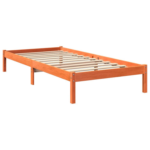 vidaXL Bookcase Bed without Mattress Wax Brown 100x200 cm Solid Wood Pine