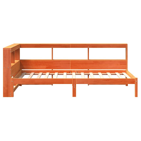 vidaXL Bookcase Bed without Mattress Wax Brown 100x200 cm Solid Wood Pine