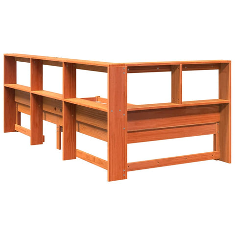 vidaXL Bookcase Bed without Mattress Wax Brown 100x200 cm Solid Wood Pine