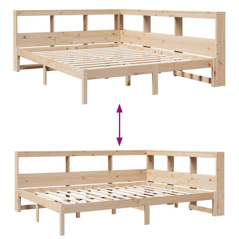 vidaXL Bookcase Bed without Mattress 140x190 cm Solid Wood Pine