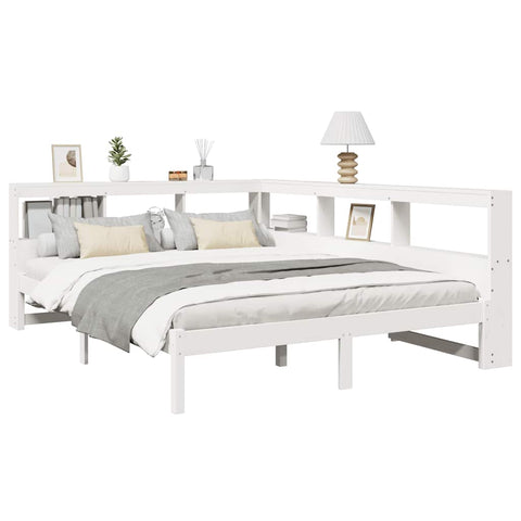 vidaXL Bookcase Bed without Mattress White 140x190 cm Solid Wood Pine