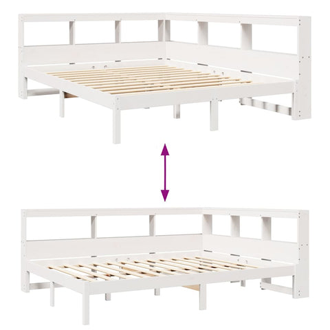 vidaXL Bookcase Bed without Mattress White 140x190 cm Solid Wood Pine