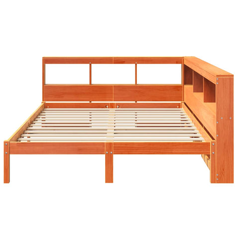 vidaXL Bookcase Bed without Mattress Wax Brown 140x190 cm Solid Wood Pine