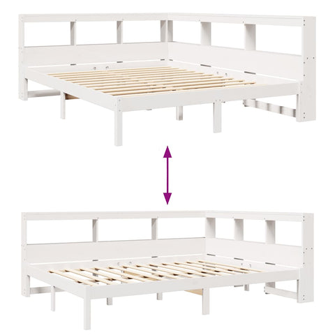 vidaXL Bookcase Bed without Mattress White 135x190 cm Solid Wood Pine