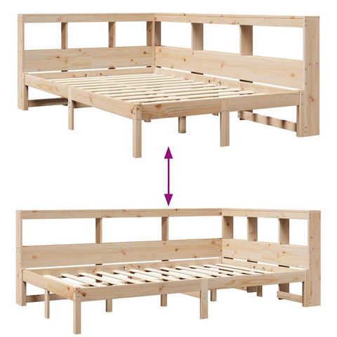 vidaXL Bookcase Bed without Mattress 120x190 cm Solid Wood Pine