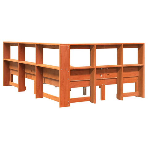 vidaXL Bookcase Bed without Mattress Wax Brown 120x190 cm Solid Wood Pine