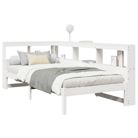 vidaXL Bookcase Bed without Mattress White 75x190 cm Small Single Solid Wood Pine