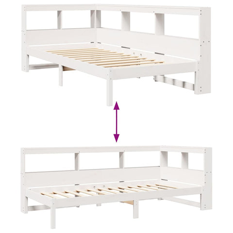 vidaXL Bookcase Bed without Mattress White 75x190 cm Small Single Solid Wood Pine