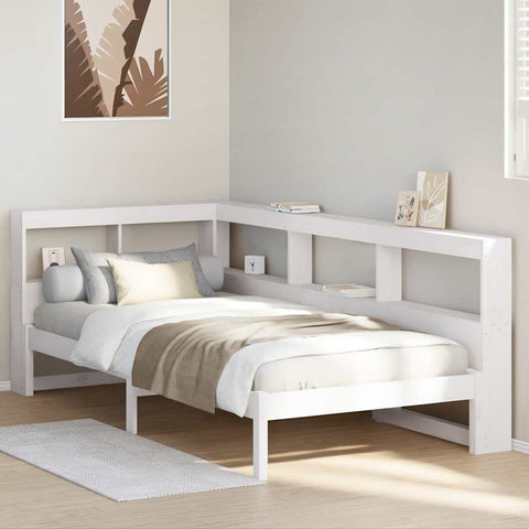 vidaXL Bookcase Bed without Mattress White 75x190 cm Small Single Solid Wood Pine