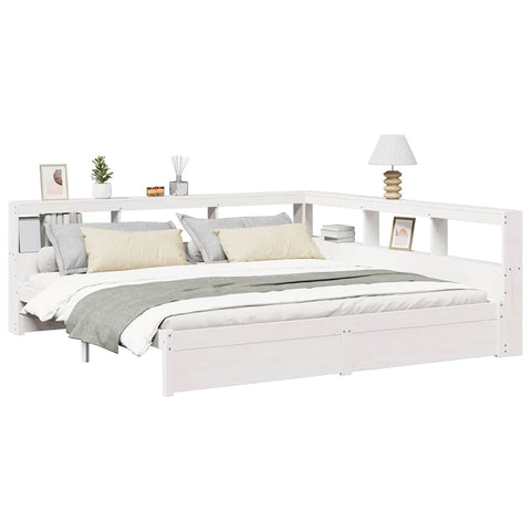 vidaXL Bookcase Bed without Mattress White 200x200 cm Solid Wood Pine