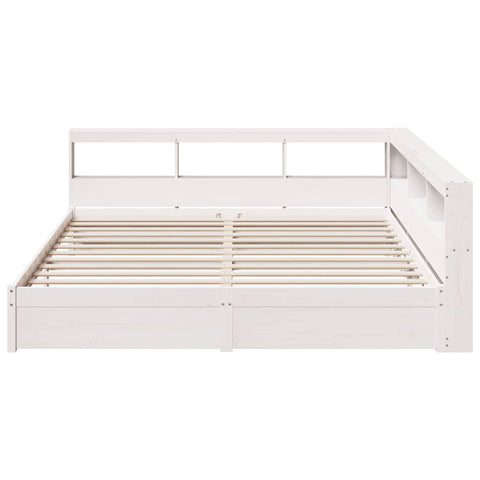 vidaXL Bookcase Bed without Mattress White 200x200 cm Solid Wood Pine