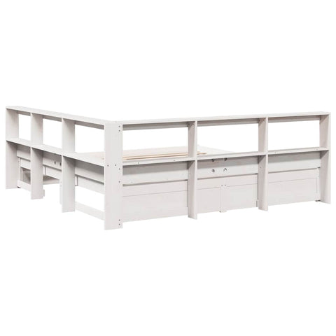 vidaXL Bookcase Bed without Mattress White 200x200 cm Solid Wood Pine