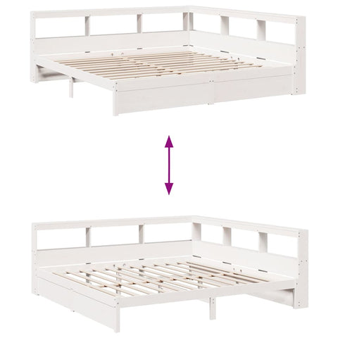 vidaXL Bookcase Bed without Mattress White 200x200 cm Solid Wood Pine