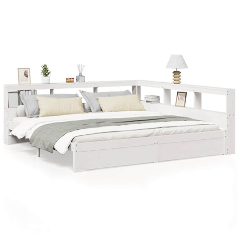 vidaXL Bookcase Bed without Mattress White 180x200 cm Solid Wood Pine