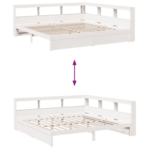 vidaXL Bookcase Bed without Mattress White 180x200 cm Solid Wood Pine