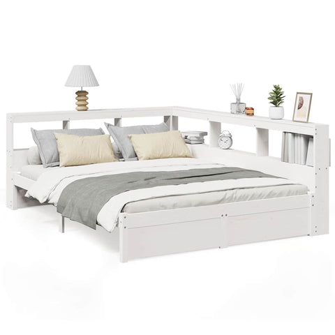 vidaXL Bookcase Bed without Mattress White 150x200 cm Solid Wood Pine