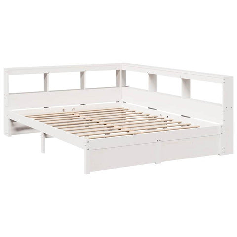 vidaXL Bookcase Bed without Mattress White 150x200 cm Solid Wood Pine
