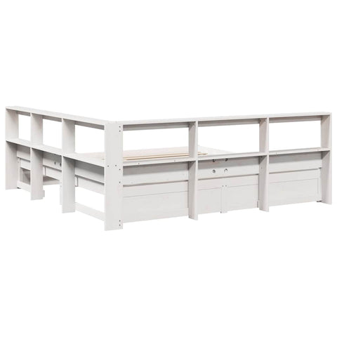 vidaXL Bookcase Bed without Mattress White 150x200 cm Solid Wood Pine