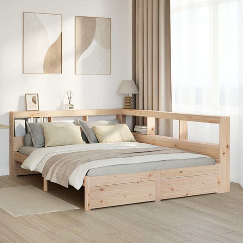 vidaXL Bookcase Bed without Mattress 140x200 cm Solid Wood Pine