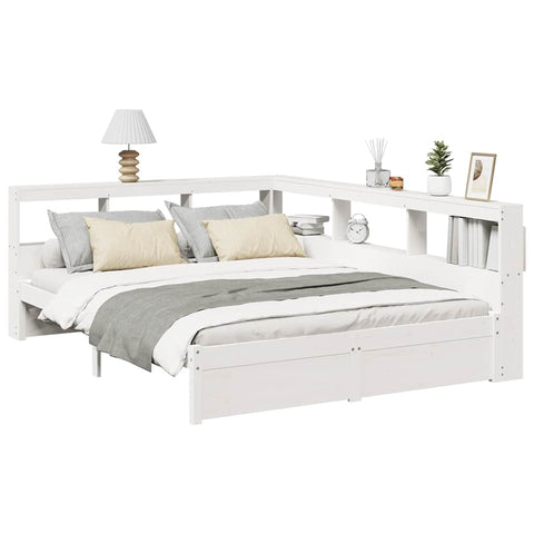 vidaXL Bookcase Bed without Mattress White 140x200 cm Solid Wood Pine