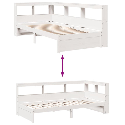 vidaXL Bookcase Bed without Mattress White 100x200 cm Solid Wood Pine